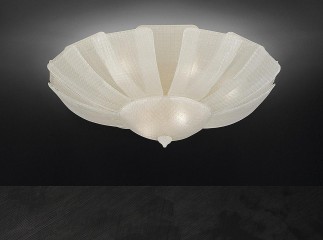 Фигурная круглая люстра из матового стекла цвета слоновой кости с геометрическим орнаментом - gls/298