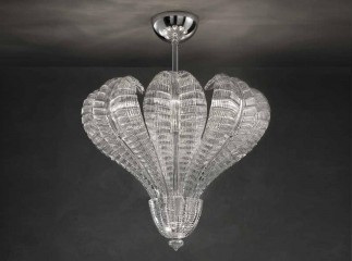 Дизайнерская люстра с широкими рифлеными лепестками на каркасе из хромированного металла - gls/373