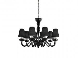 Стильная черная люстра на 8 абажуров - gls/229