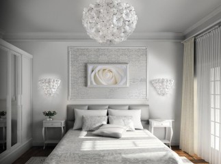 Подвесная люстра в форме шара из белых стеклянных цветов - gls/162