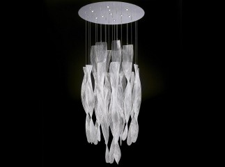 Люстра с подвесными витыми элементами из прозрачного рельефного стекла - gls/059