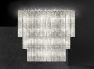 Трехъярусная каскадная люстра из стеклянных подвесок - gls/025