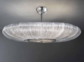 Овальная люстра из стеклянных подвесок на серебристом каркасе - gls/023