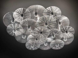 Объемная люстра из рифленых дисков из прозрачного венецианского стекла - gls/580