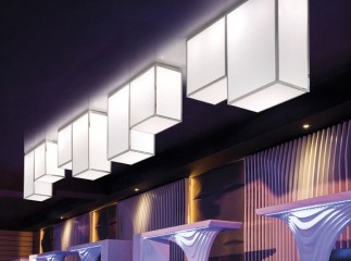 Оригинальная люстра из 2 белых параллелепипедов - gls/435