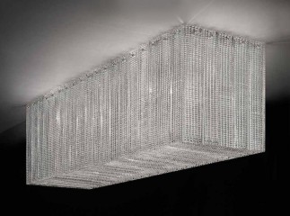 Большая горизонтальная люстра в форме параллелепипеда их рельефного стекла - gls/033