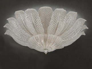 Люстра из прозрачного венецианского стекла с широкими резными листьями в розетке - gls/282