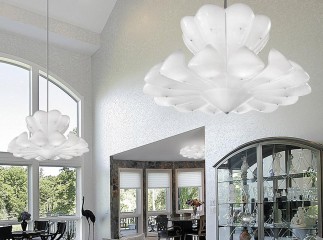 Большая подвесная фигурная люстра из матового белого муранского стекла - gls/434