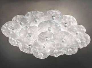 Люстра из волнистых стеклянных дисков из белого матированного стекла - gls/605