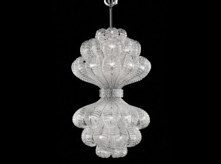 Оригинальная вертикальная люстра из венецианского стекла с кольцом посередине - gls/397