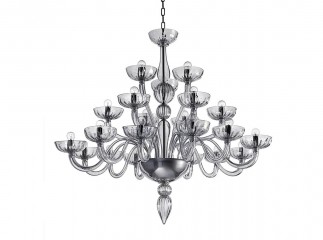 Трехъярусная люстра с резными чашами из дымчато-серого муранского стекла - gls/244