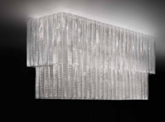 Прямоугольная люстра из 2 каскадов стеклянных подвесок - gls/031