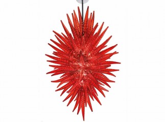 Подвесная люстра из красных стеклянных рельефных элементов - gls/552