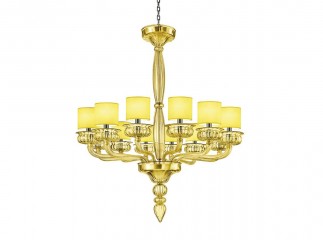 Желтая фигурная люстра из муранского стекла с 12 круглыми абажурами - gls/250