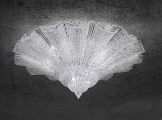 Фигурная люстра под потолок из декорированного рифленого муранского стекла - gls/329