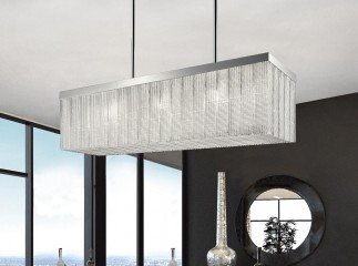 Горизонтальная подвесная люстра с плафоном из рельефного муранского стекла - gls/039