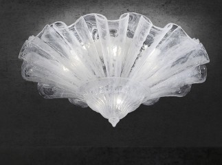 Белоснежная люстра с волнистым краем из декорированного венецианского стекла - gls/327