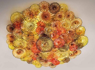 Круглая люстра в теплых янтарных тонах из муранского стекла - gls/567