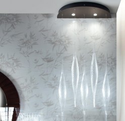 Полукруглая люстра с витыми подвесками из дутого венецианского стекла - gkn/073