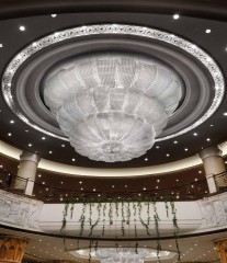 Дизайнерская светлая люстра из 3 объемных цветков со стеклянными лепестками - gls/018