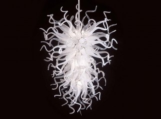 Дизайнерская люстра из белых и прозрачных стеклянных завитков - gls/511
