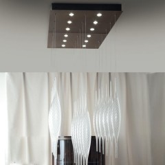 Прямоугольная люстра с подвесками из муранского стекла - gkn/072