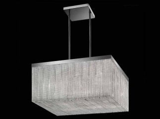 Люстра с квадратным плафоном из рельефного муранского стекла на серебристом каркасе - gls/038