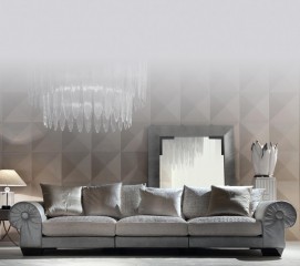 Диван в комбинированной серой и бежевой обивке - gkn/185