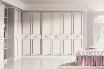 Большой белый угловой модульный шкаф с открытой секцией - lnt/007