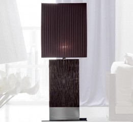 Торшер кофейного оттенка с плиссированным абажуром на деревянном основании - gkn/034