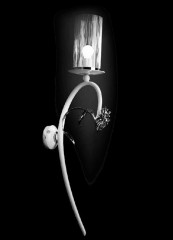 Бра на длинной фигурной белой ножке со стеклянным плафоном - mml/068