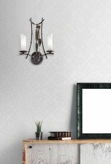 Двойное коричневое металлическое бра из стилизованных бамбуковых стеблей и листьев - mml/126