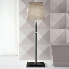 Торшер на серой кожаной ножке с хрустальным шаром - gkn/127