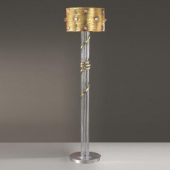 Торшер с круглым позолоченным абажуром на серебристой ножке - mml/166