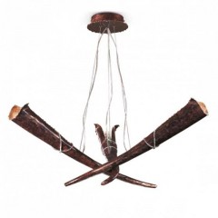 Дизайнерская люстра из трех коричневых металлических перекрещенных рожков - mml/202