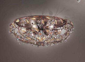 Светильник бронзового оттенка с тонкими ветками и золотистыми листочками - mml/188