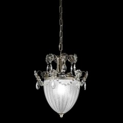 Компактная люстра с объемным плафоном из декорированного муранского стекла и хрустальными подвесками - mml/266