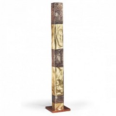 Позолоченный торшер в форме параллелепипеда с коричневыми перфорированными вставками - mml/201