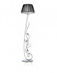 Торшер с плиссированным черным абажуром на ножке с завитками со стразами - mml/258