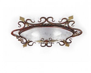 Светильник с плафоном из белого муранского стекла в фигурном медном обрамлении - mml/122