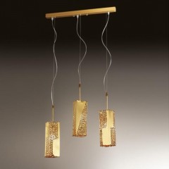 Позолоченный подвес с 3 плафонами, украшенными перфорацией - mml/216