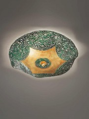 Потолочный светильник в форме полусферы в зеленом и золотом цвете - mml/197