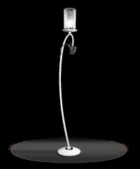 Белый торшер со стеклянным плафоном и черным цветком - mml/069