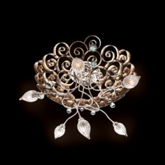 Ажурный потолочный светильник на 6 ламп со стразами аквамаринового оттенка - mml/222