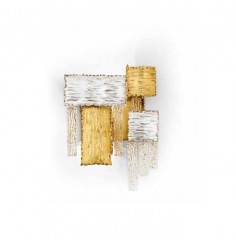 Оригинальное бра из серебряных и позолоченных пластин разной формы со стеклянными подвесками - mml/176