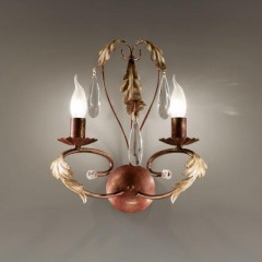 Двойное бра кирпичного оттенка с золотистыми листьями - mml/159