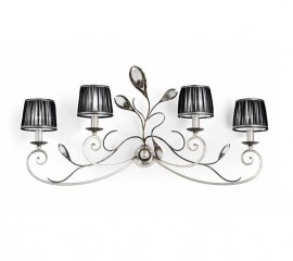 Широкое бра на фигурном каркасе с 4 черными плиссированными абажурами - mml/253