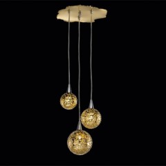 Позолоченный подвес с 3 перфорированными шарами на разной высоте - mml/238