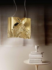 Люстра с полированным позолоченным плафоном, украшенным перфорацией - mml/213