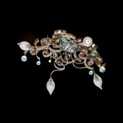 Настенный светильник из завитушек на 4 лампы с аквамариновыми стразами - mml/221